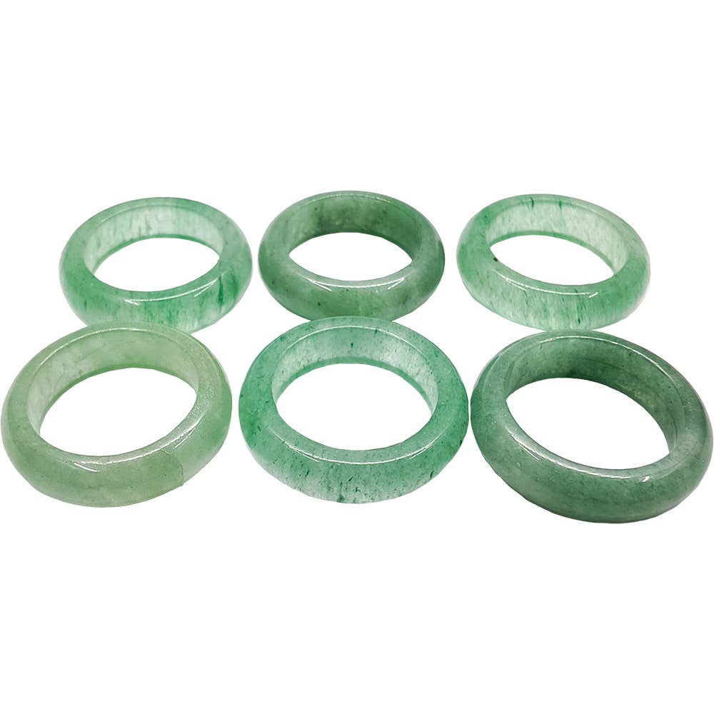 Gemstone Rounded Green Aventurine Rings (Pack of 6)