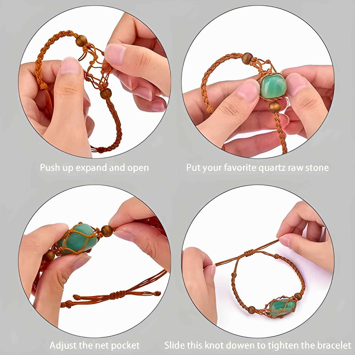 Adjustable Macrame Crystal Holder Bracelet.