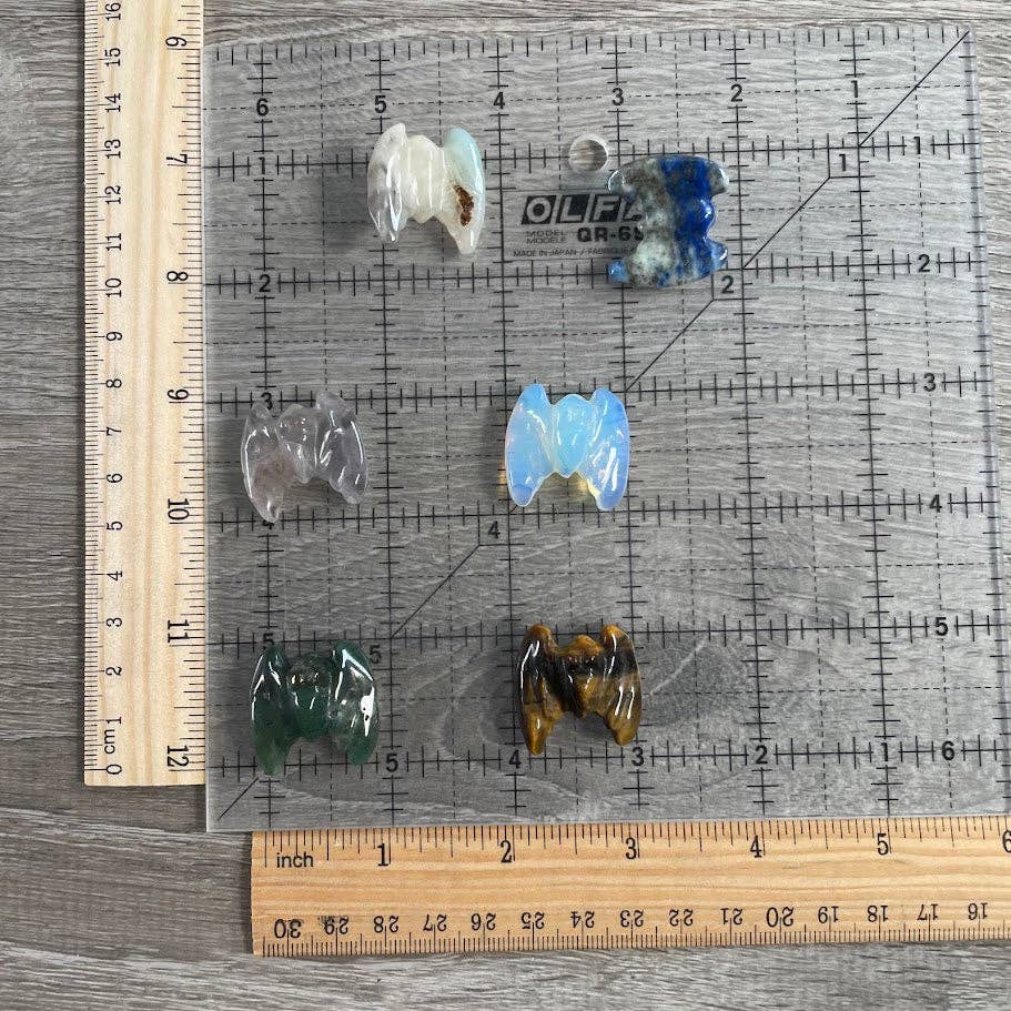 Bat Gemstone Figurines – Mini Carved Crystal Bats