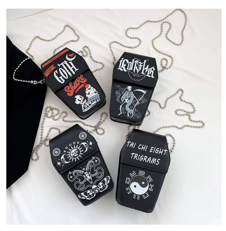 Halloween Print Coffin Crossbody Bag