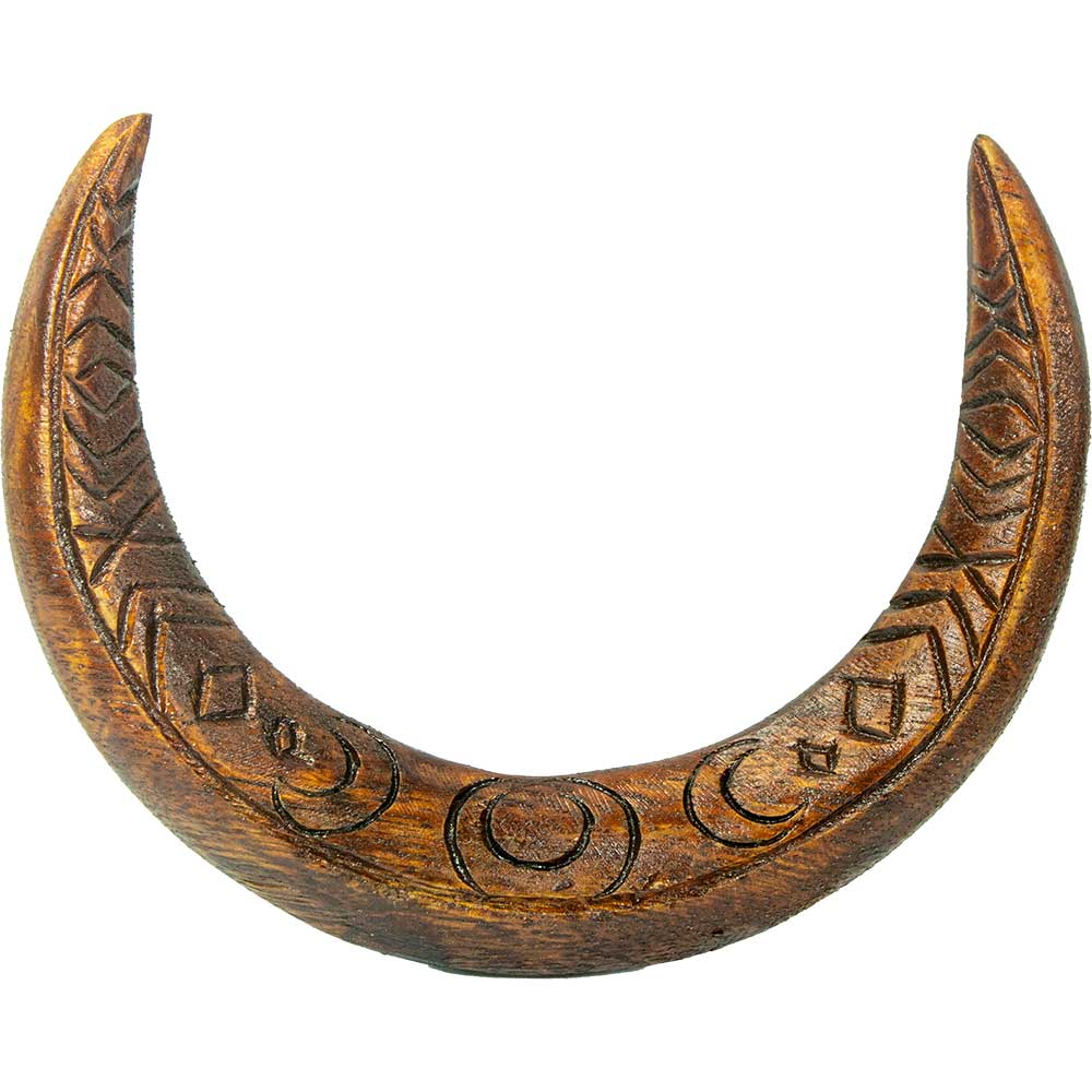 Carved Wooden Moon Hair Fork - Triple Moon