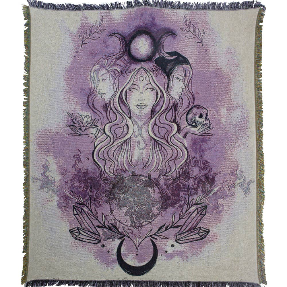 Cotton Throw with Fringe - Triple Goddess