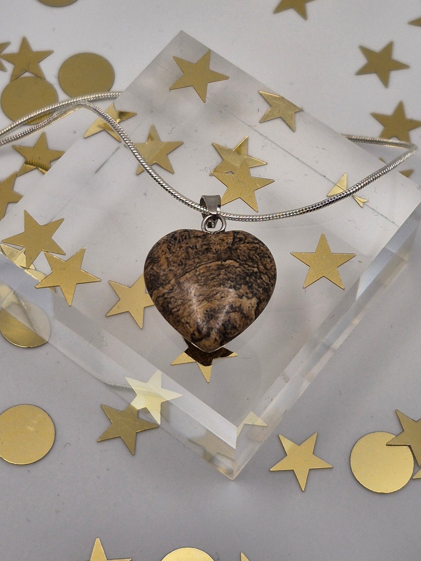 Picture Jasper Heart Necklace