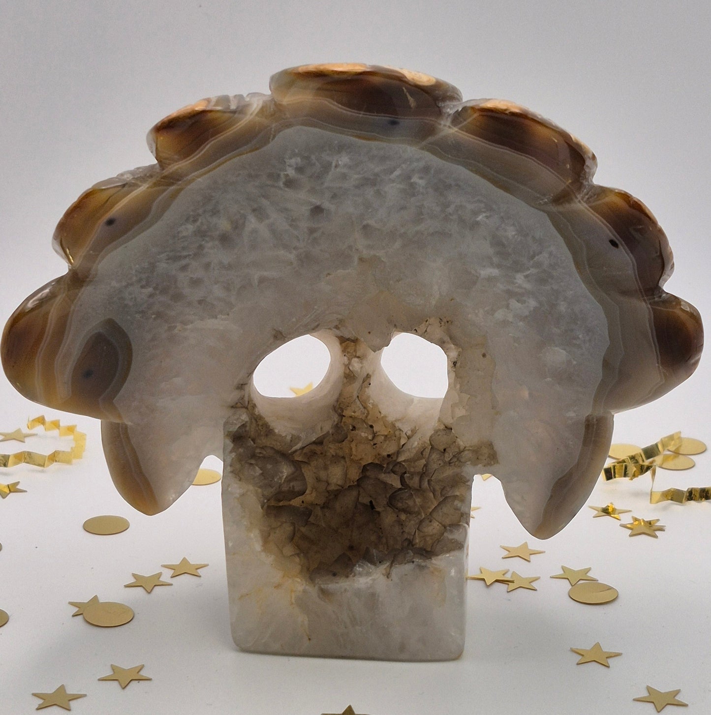 Agate and Quartz Headdress Skull