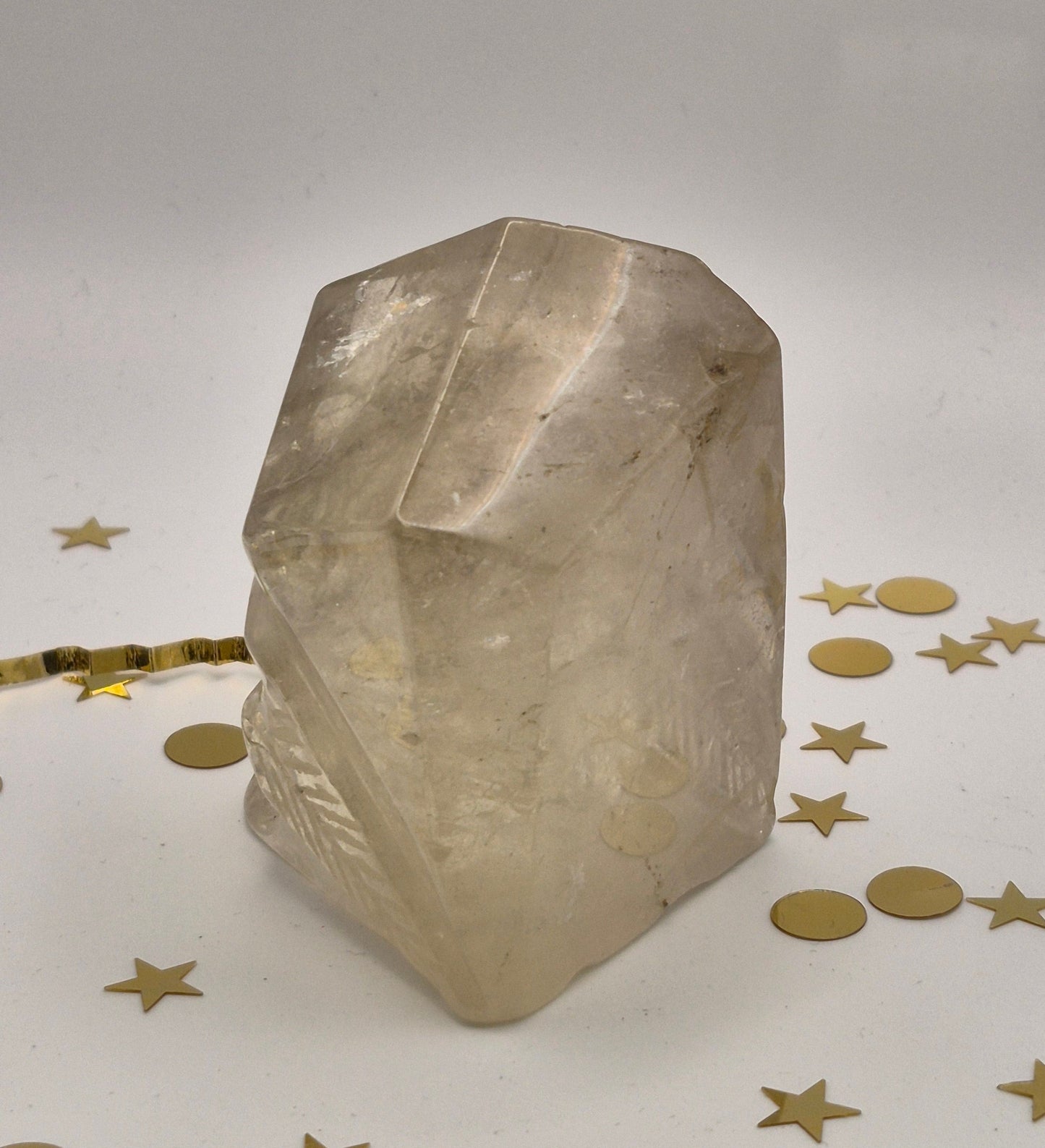 Quartz Skull with Feather Detail