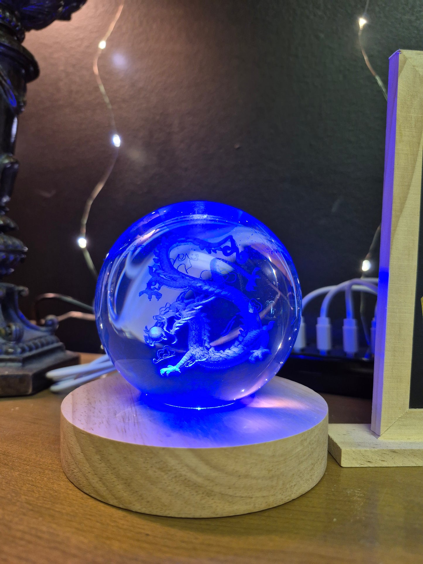Large Etched Sphere w Base