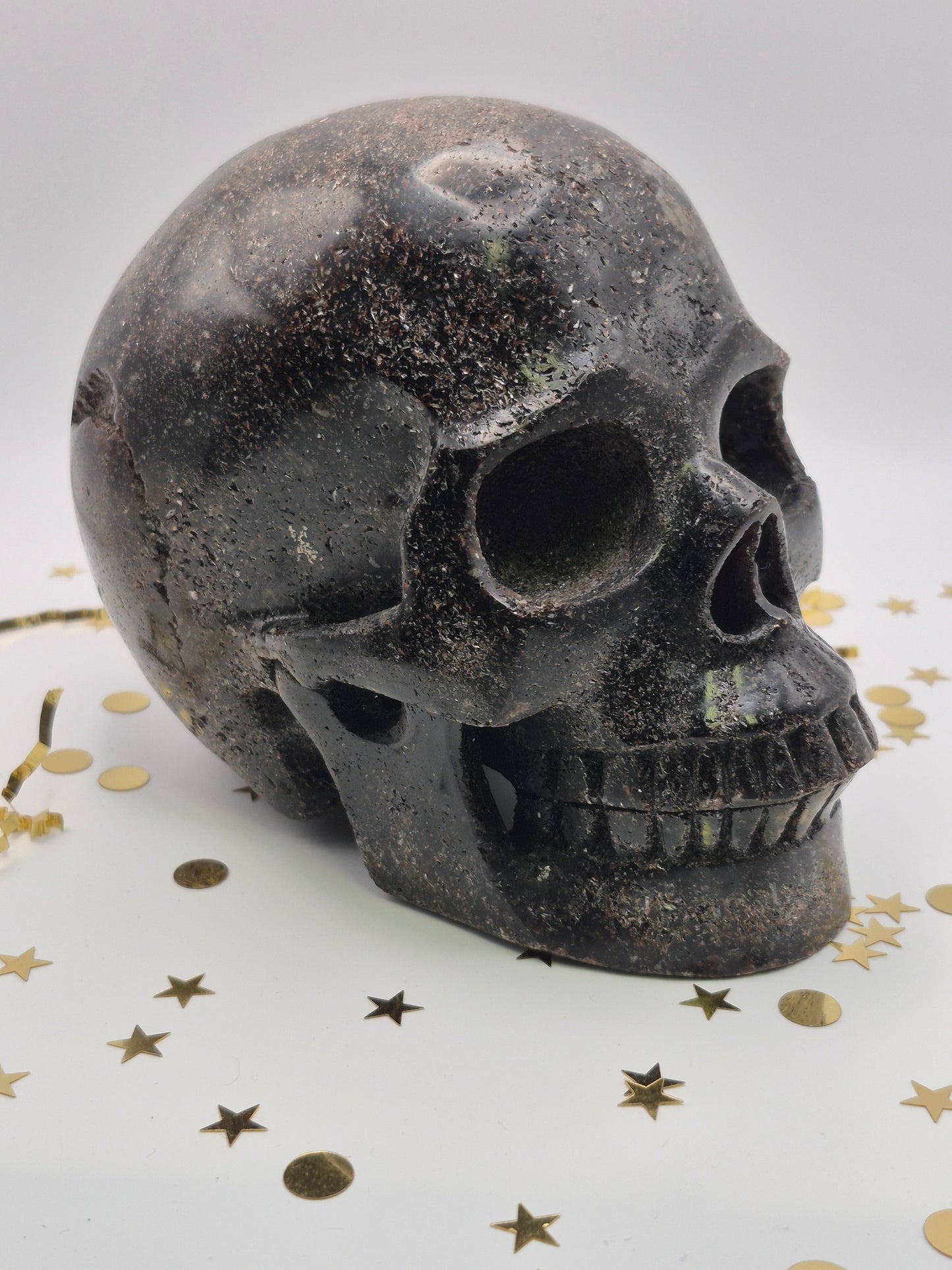 Garnet and Pyrite Skull