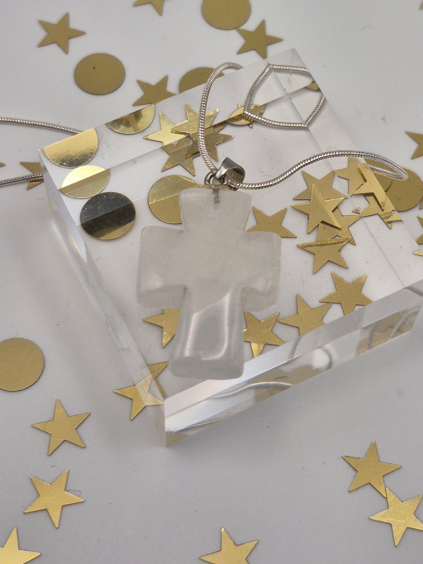 Quartz Cross Necklace