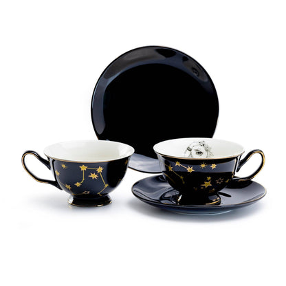 Crystal Ball Astrology Black & Gold Tea Cup and Saucer