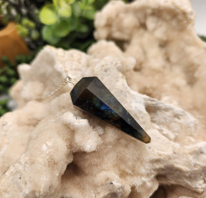 Labradorite Pendulum w/Silver Plated Chain