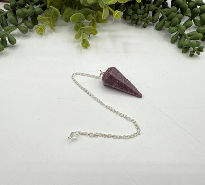 Lepidolite Pendulum w/Silver Plated Chain
