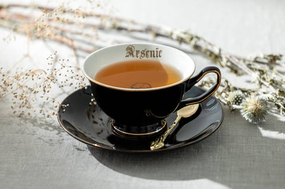 Arsenic Skull Black & Gold Tea Cup and Saucer