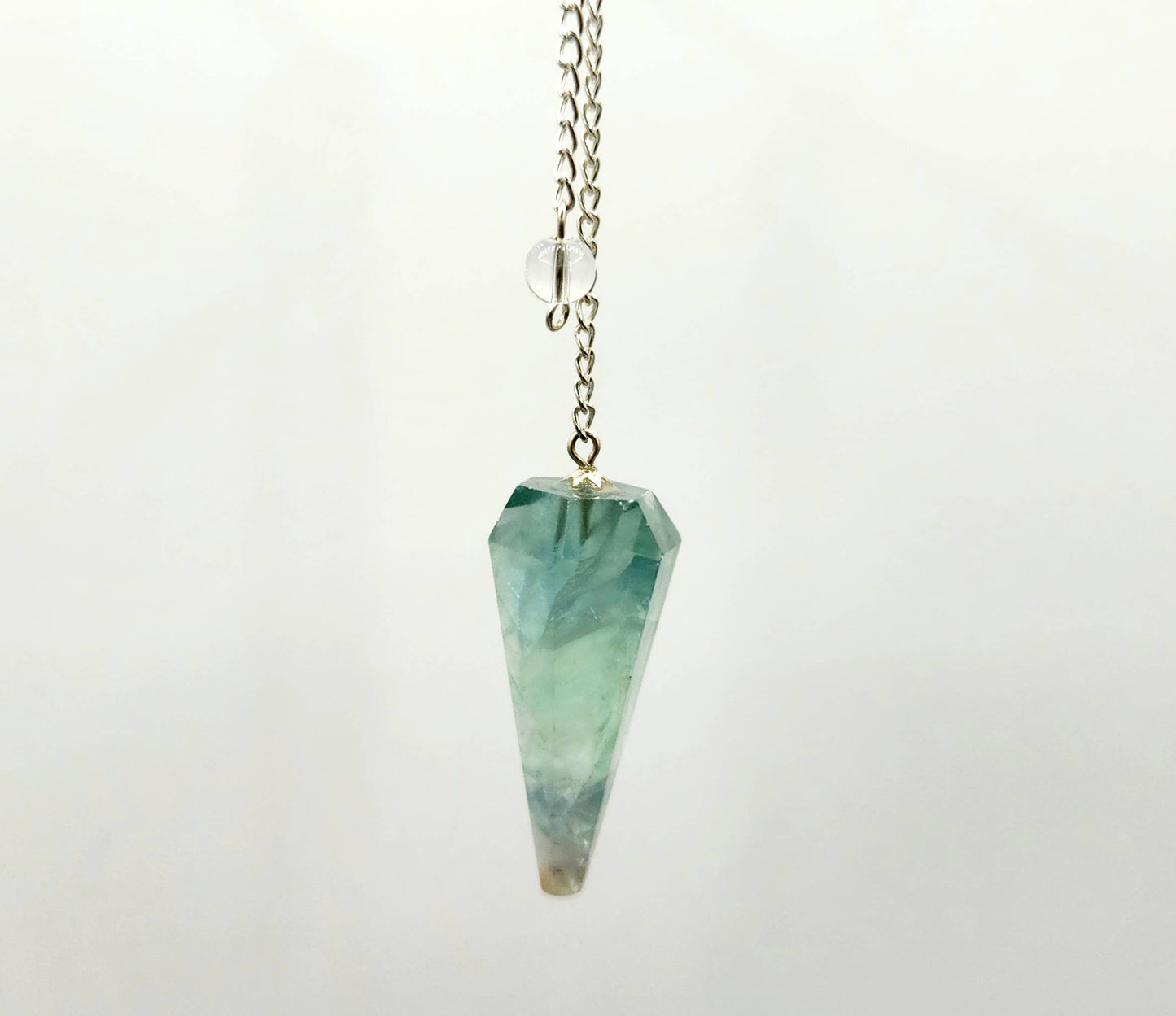 Rainbow Fluorite Pendulum w/Silver Plated Chain