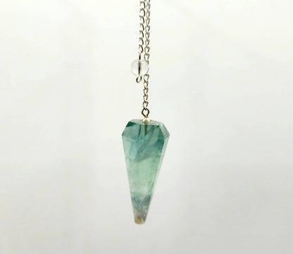 Rainbow Fluorite Pendulum w/Silver Plated Chain