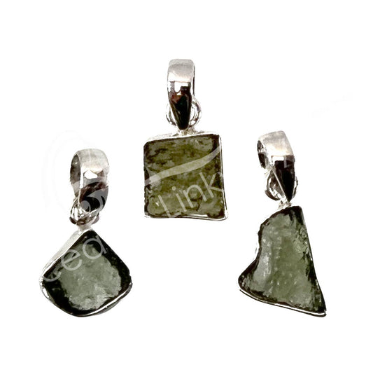 STERLING SILVER - PENDANT MOLDAVITE NATURAL 25-35 MM (GRAM)