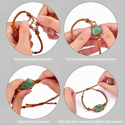 Adjustable Macrame Crystal Holder Bracelet.