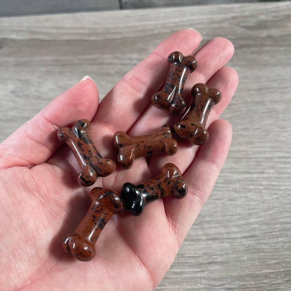 Gemstone Dog Bone Figurine –Small Crystal Carving, Gift Shop