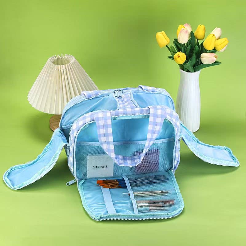 Checkered Makeup Bag with Divider Checkerboard Cosmetic Bag