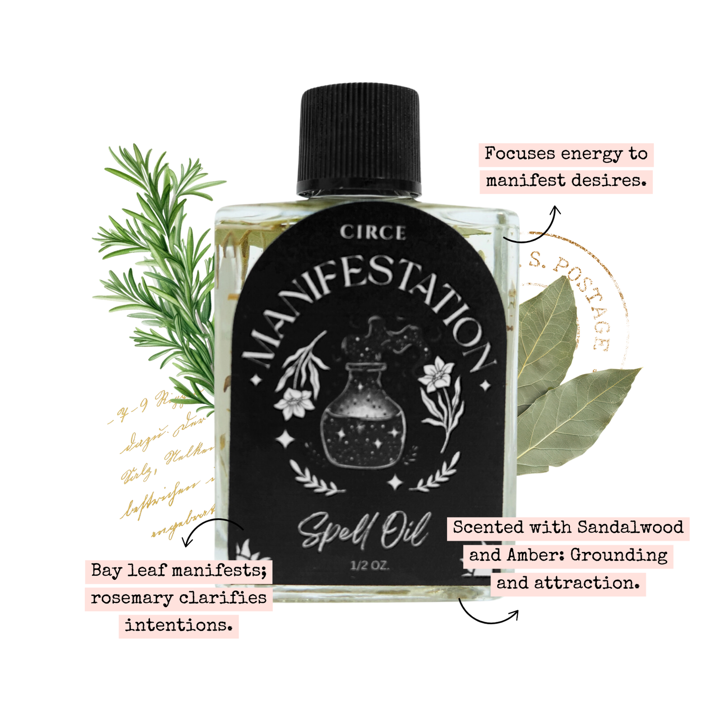 Manifestation Spell Oil – 1/2 oz Intention & Abundance Oil