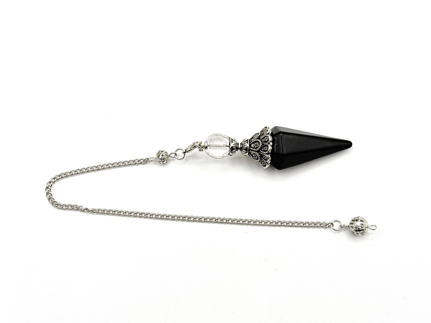 Double Cap Black Obsidian Pendulum