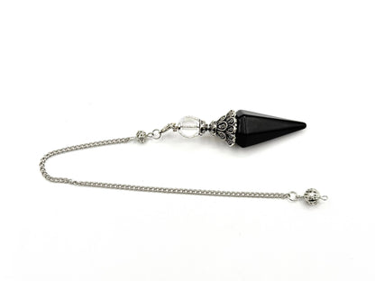 Double Cap Black Obsidian Pendulum