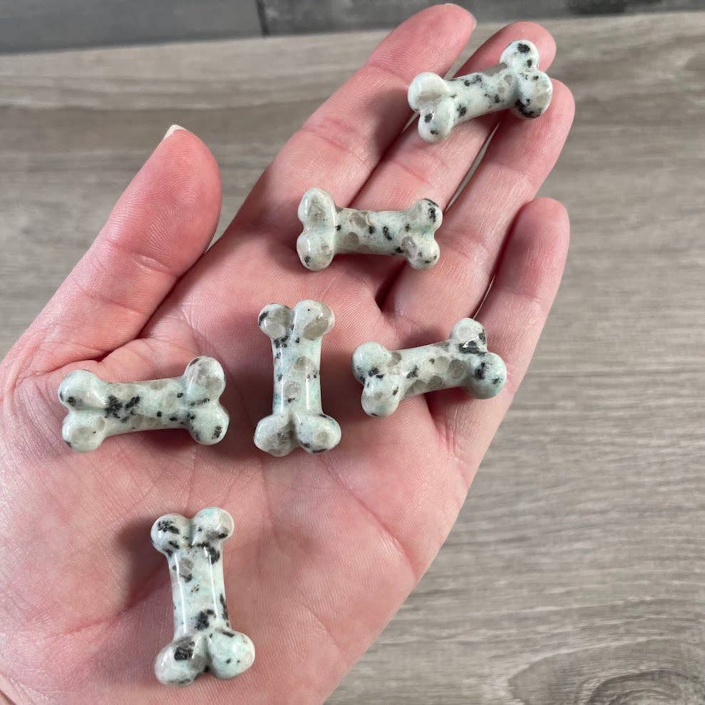 Gemstone Dog Bone Figurine –Small Crystal Carving, Gift Shop