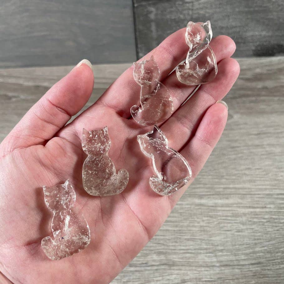 Flat Cat Figurine – Small Crystal Carving for Retailers