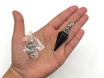Double Cap Black Obsidian Pendulum
