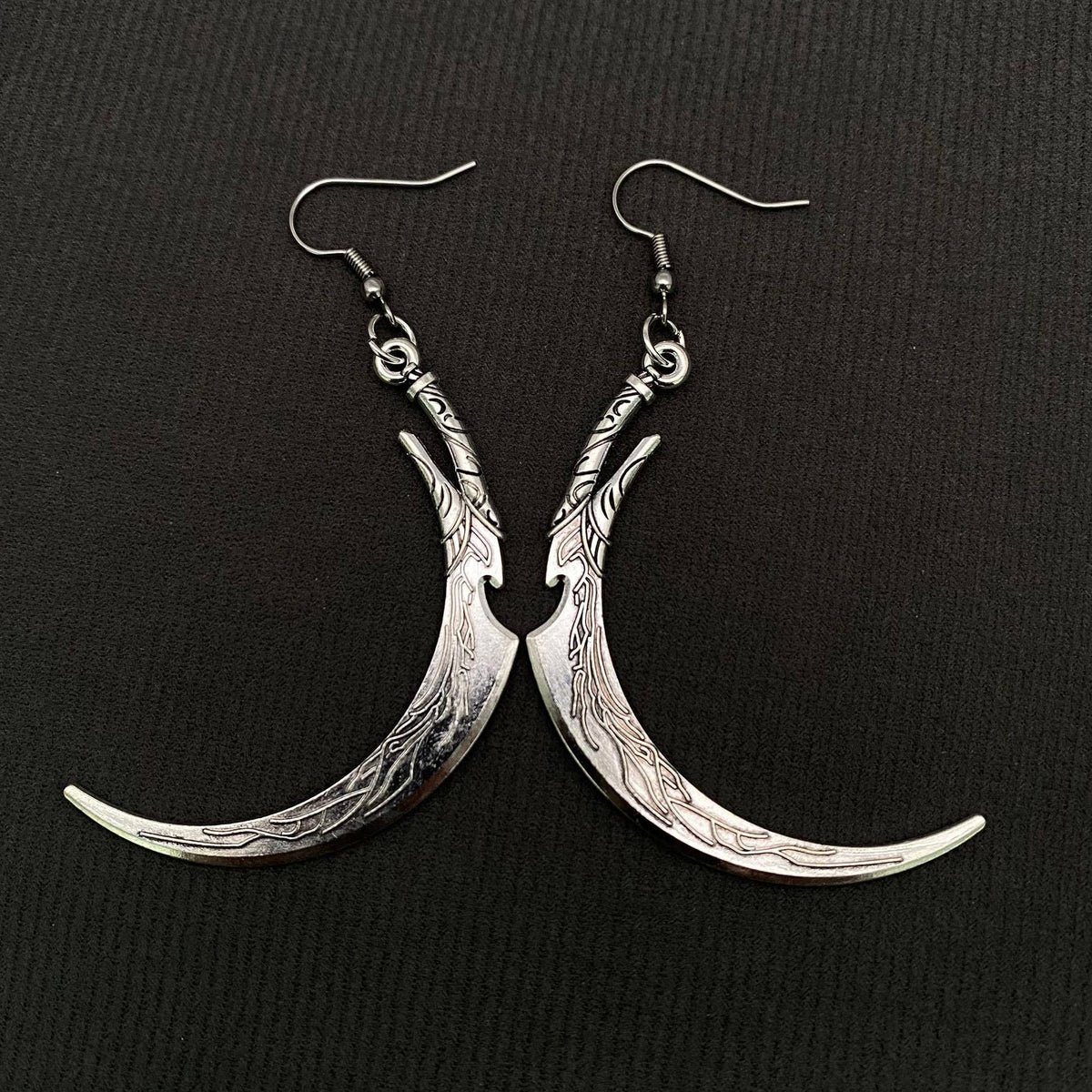 Gothic Sickle Dangle Earrings