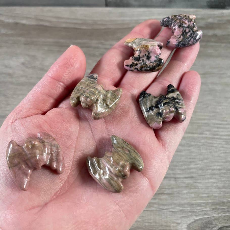 Bat Gemstone Figurines – Mini Carved Crystal Bats