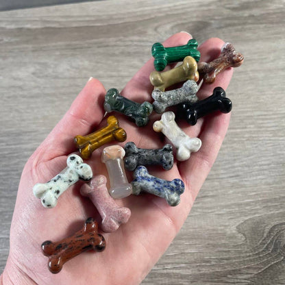 Gemstone Dog Bone Figurine –Small Crystal Carving, Gift Shop
