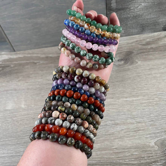 6mm Beaded Gemstone Stretch Bracelets