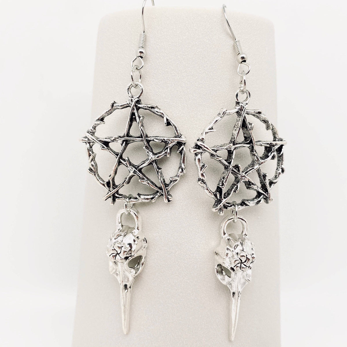 Skull Crow Pentagram Earrings