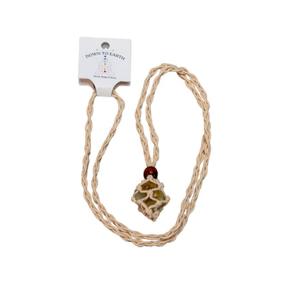 Adjustable Macrame Crystal Holder Necklace.