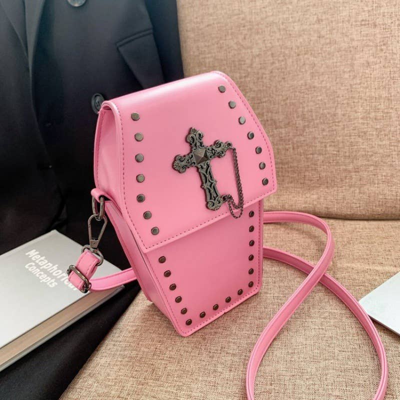 Gothic Vintage Cross Studded Crossbody Bag