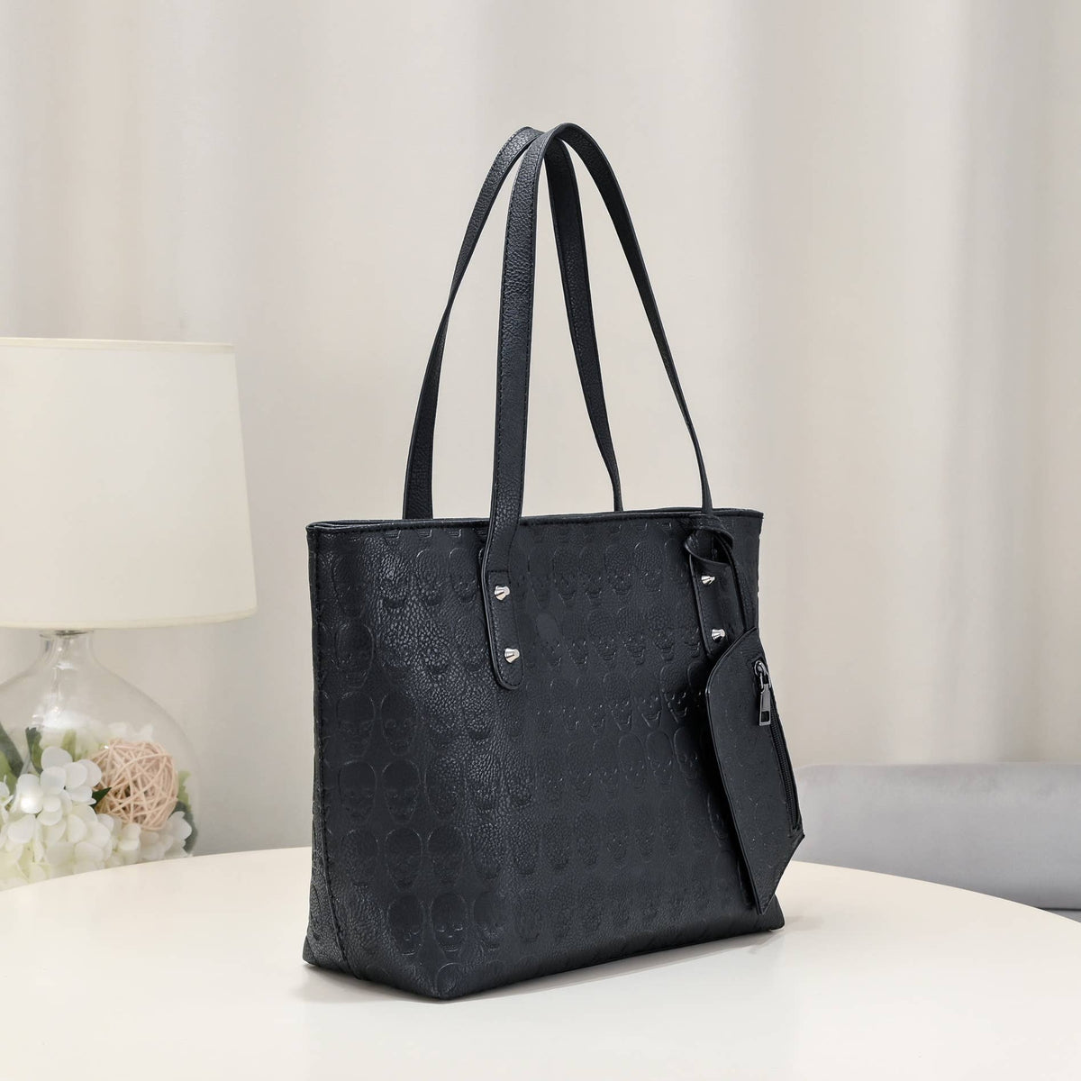 Punk Skull Embossed Tote Bag