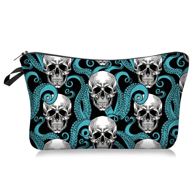 Gothic Skull & Rose Cosmetic Pouch