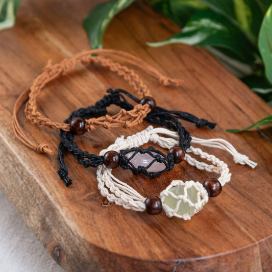 Adjustable Macrame Crystal Holder Bracelet.