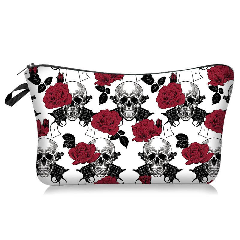 Gothic Skull & Rose Cosmetic Pouch