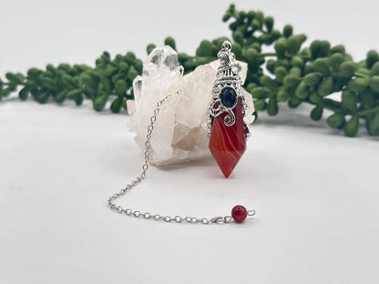 Gemstone Pendulum  12 Faceted Antique Silver Color