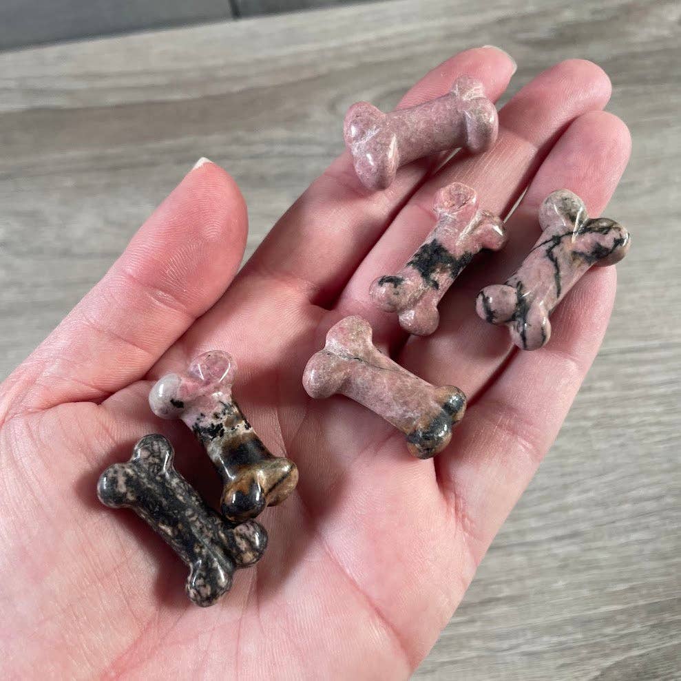 Gemstone Dog Bone Figurine –Small Crystal Carving, Gift Shop