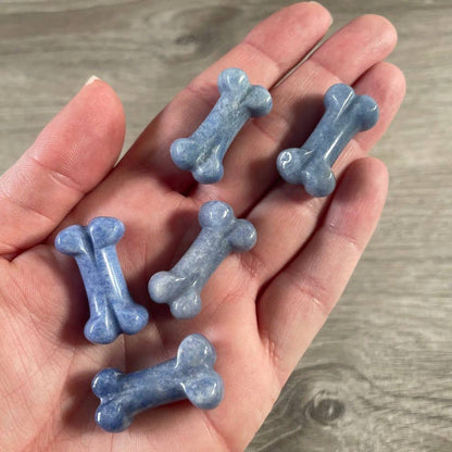 Gemstone Dog Bone Figurine –Small Crystal Carving, Gift Shop