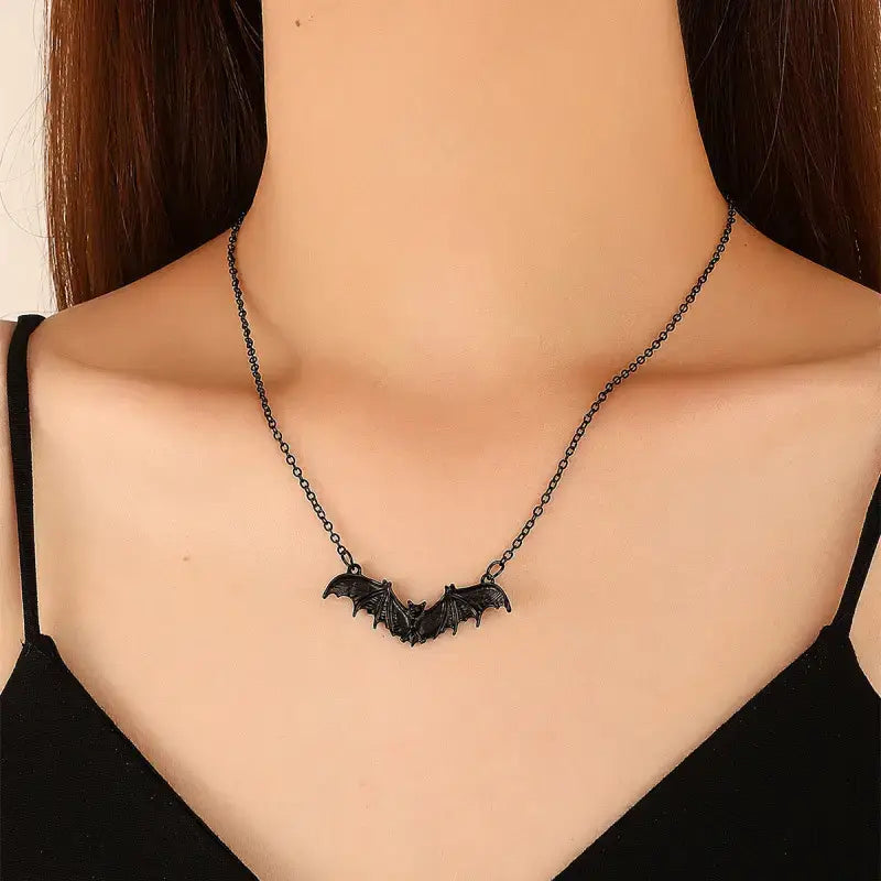 Halloween Women Dark Gothic Style Bat Necklace