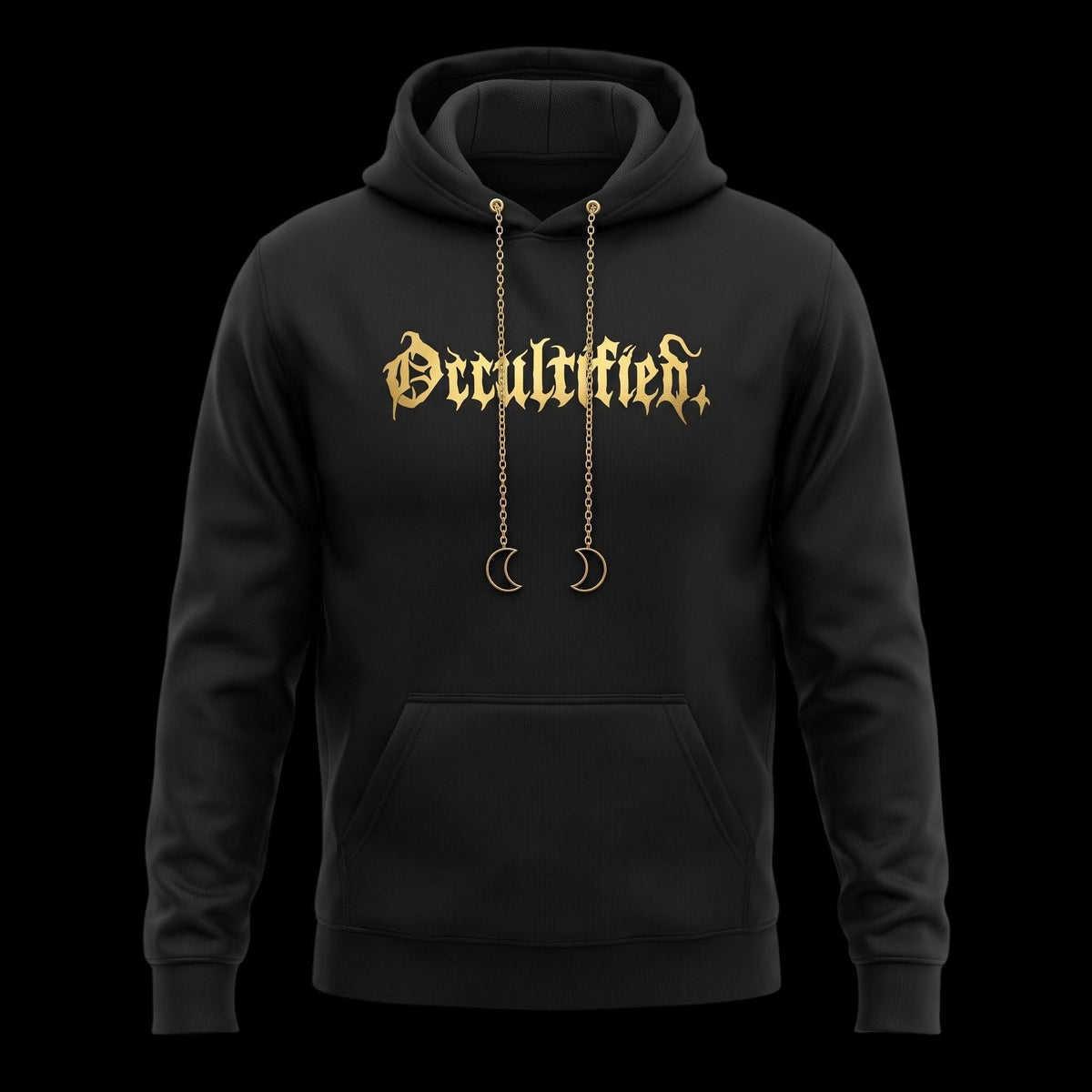 heavy metal hoodie with studs & double moon chains