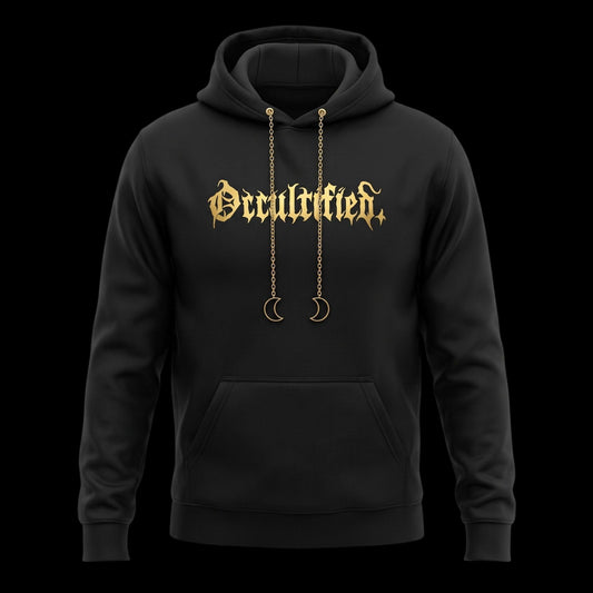 heavy metal hoodie with studs & double moon chains