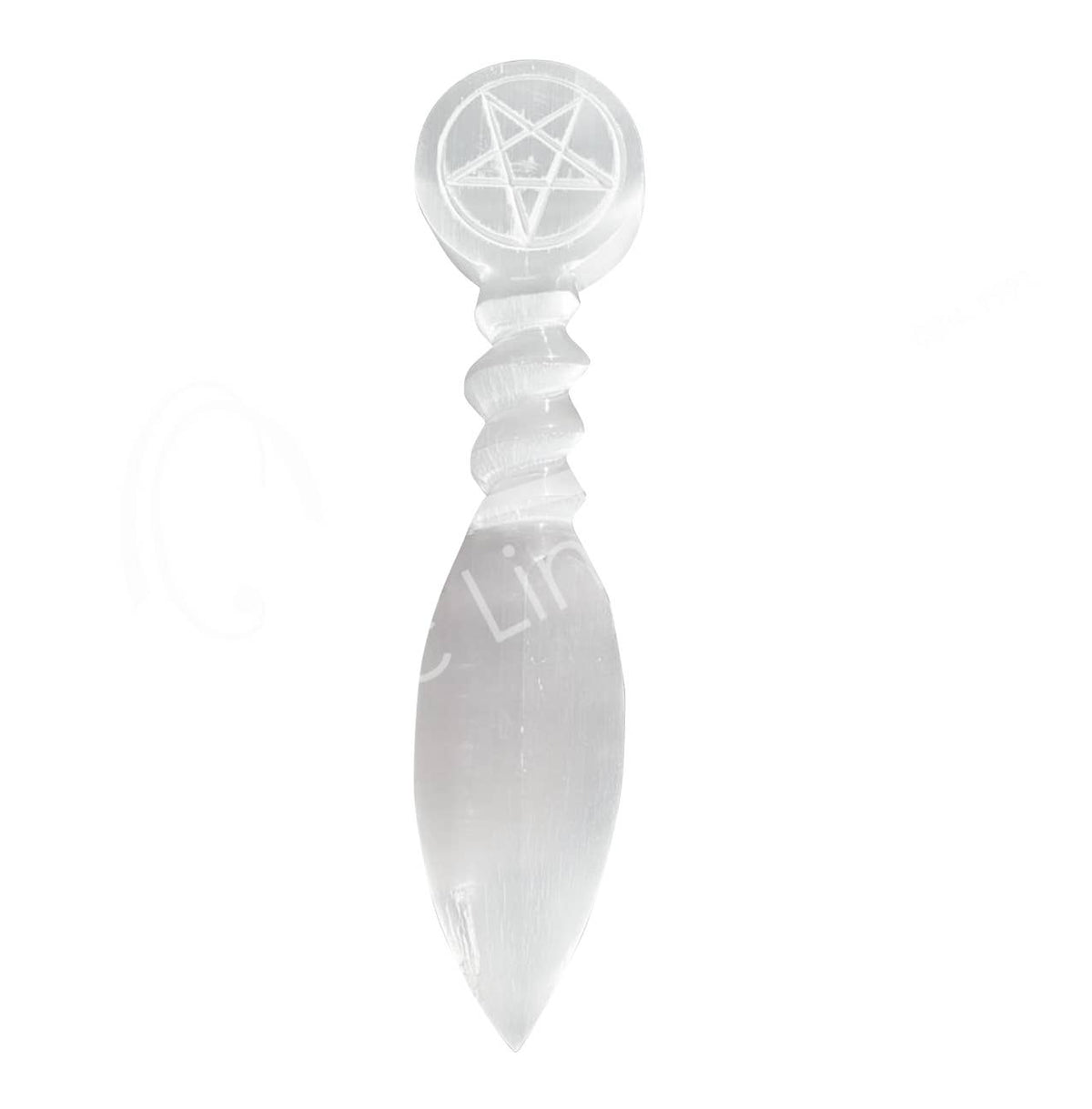 ATHAME - SELENITE PENTACLE ENGRAVED 9.5"