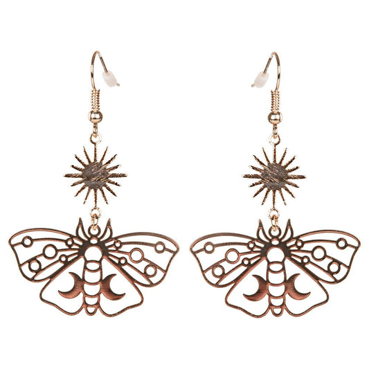 Moth Sun And Moon Earrings