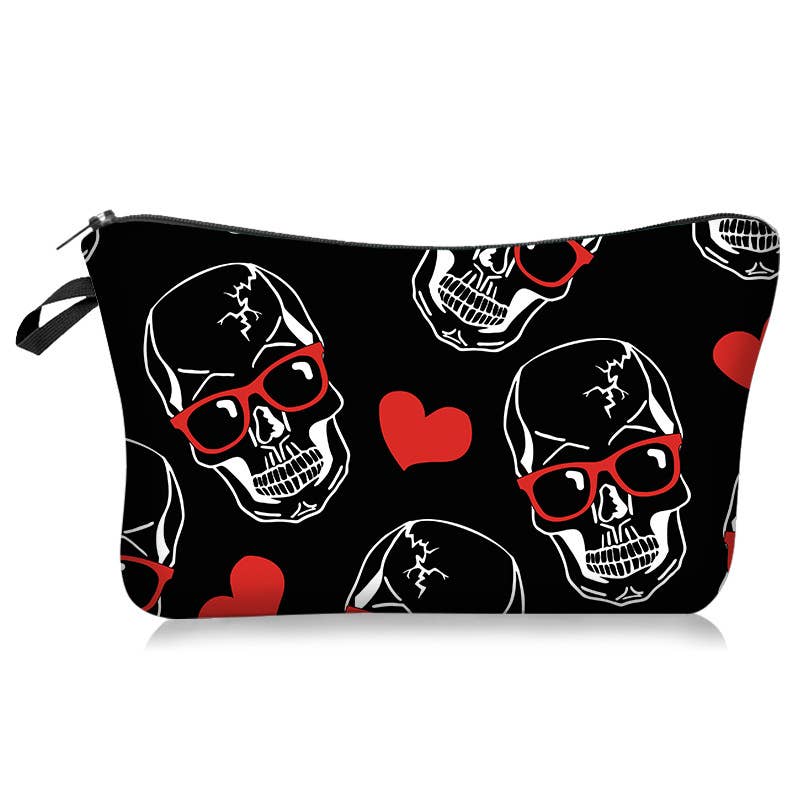 Gothic Skull & Rose Cosmetic Pouch