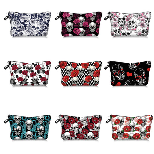 Gothic Skull & Rose Cosmetic Pouch