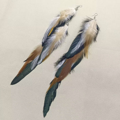 Long Feather Dangle Earrings